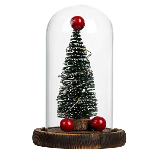 Декоративна новорічна ялинка в колбі з LED-підсвічуванням і гірляндою — різдвяний нічник