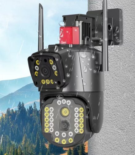 Вулична бездротова IP-камера V380 Wi‑Fi з двома об’єктивами 4MP+4MP та віддаленим доступом