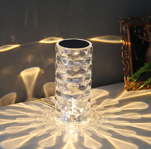 Настільна лампа-нічник Crystal Diamond RGB, кришталевий акумуляторний світильник, 16 кольорів