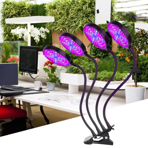 Фітолампа LED для рослин: кругла, 4 головки, таймер і регулювання яскравості