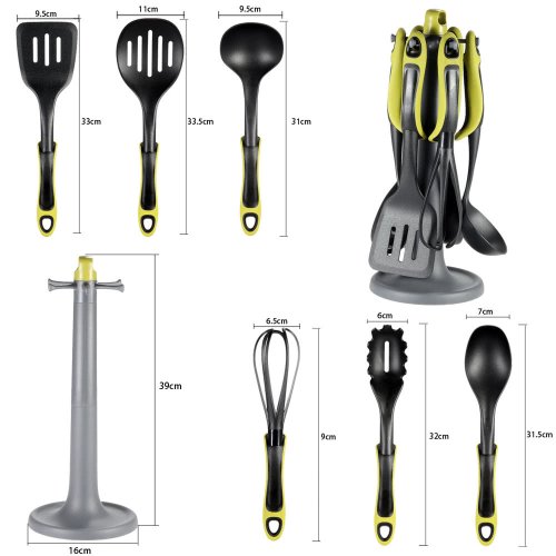 Набір силіконового кухонного приладдя на підставці, 7 предметів для антипригарного посуду