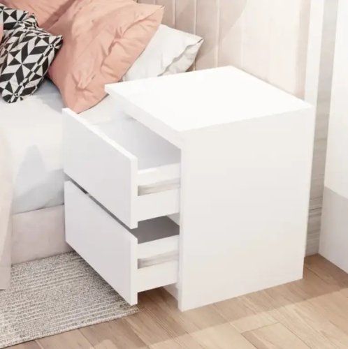Приліжкова тумбочка STL-MD 78, компактна біла тумба з шухлядами для спальні