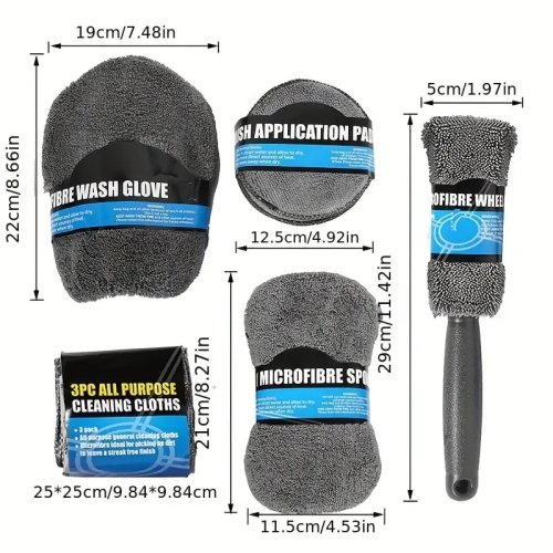 Набір рушників із мікрофібри 9-в-1 для миття авто — портативні серветки для комплексного догляду