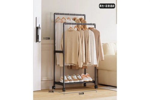 Пересувна стійка-вішалка на коліщатках для одягу й взуття з полицею (YH9918-1)