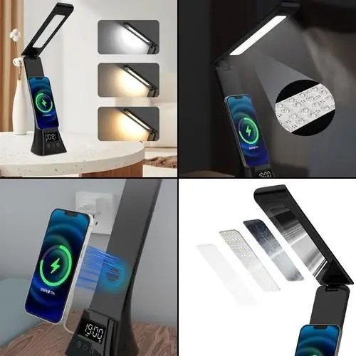 LED настільна смарт-лампа BDA-2088/TYV-2088, квадратна, з бездротовою та дротовою зарядкою