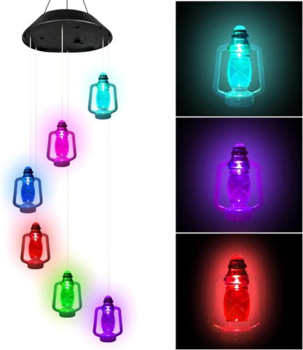 Садовий підвісний декоративний LED ліхтар на сонячній батареї, різнокольоровий
