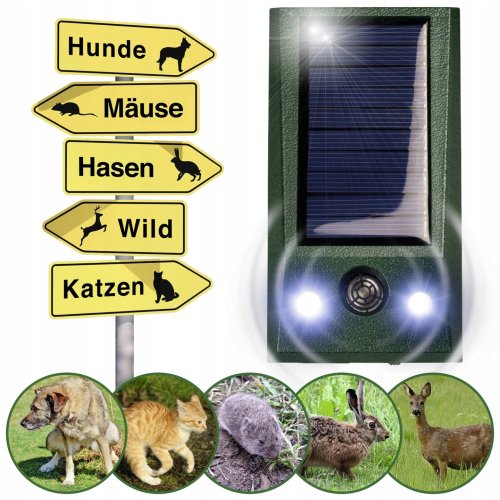 Сонячний ультразвуковий відлякувач тварин на батареї — захист двору та саду