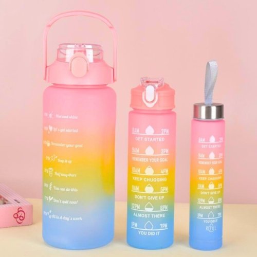 Набір багаторазових пляшок для води 300/900/2000 мл, 3 шт, харчовий пластик