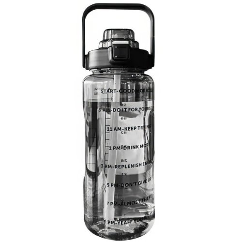 Пляшка для води 2 л з соломинкою та ручкою, пластикова