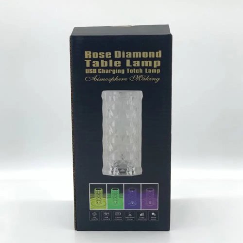 Настільна акумуляторна лампа-нічник Rose Diamond «Роза» RGB з пультом і підсвіткою