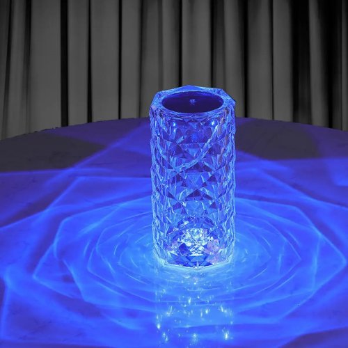 Настільна акумуляторна лампа-нічник Rose Diamond «Роза» RGB з пультом і підсвіткою