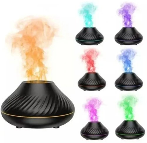 Аромадифузор ефірних олій 130 мл зволожувач повітря з RGB-підсвічуванням і ефектом полум’я