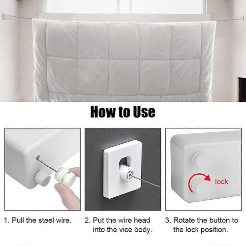 Двошарова розтяжна настінна мотузка-сушарка для білизни HP12