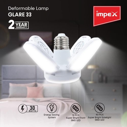 Світлодіодна лампа-«вентилятор» складна 4 лопаті E27 KK-202, 60W