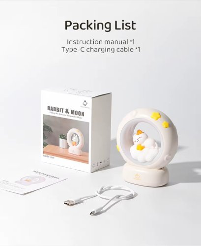 Чарівний дитячий настільний нічник «Котик з місяцем» для дому