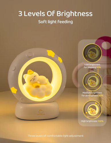 Чарівний дитячий настільний нічник «Котик з місяцем» для дому