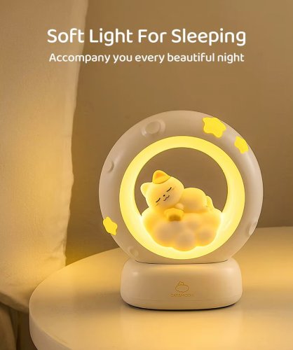 Чарівний дитячий настільний нічник «Котик з місяцем» для дому