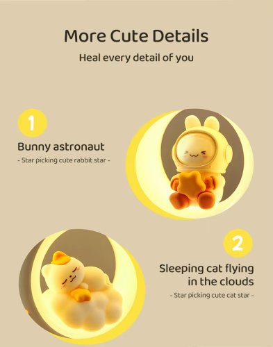 Чарівний дитячий настільний нічник «Котик з місяцем» для дому