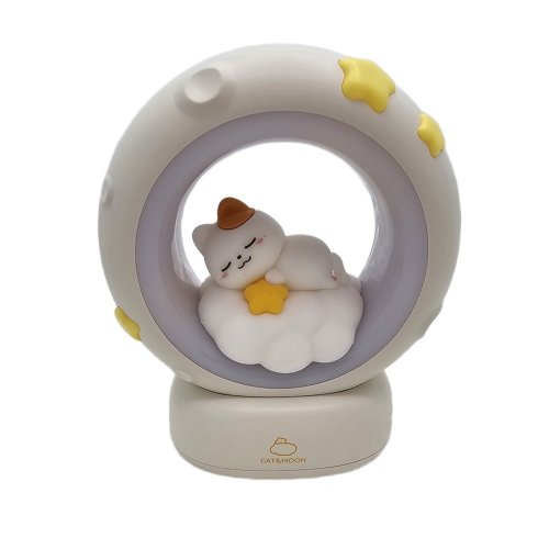 Чарівний дитячий настільний нічник «Котик з місяцем» для дому