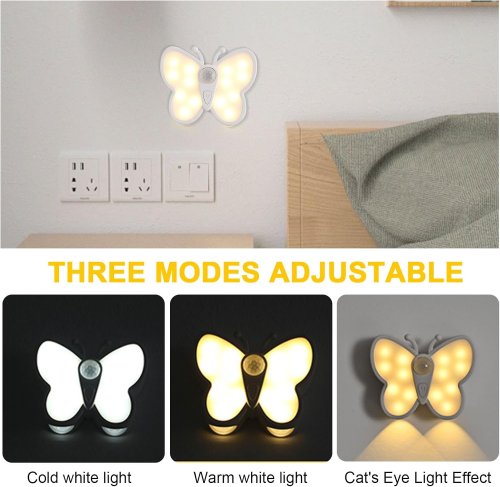 Світлодіодний нічник «Бабочка» з датчиком руху, перезаряджуваний, для декору кімнати
