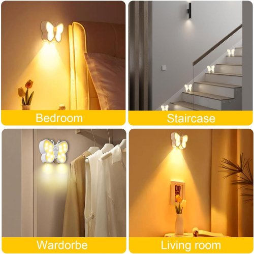 Світлодіодний нічник «Бабочка» з датчиком руху, перезаряджуваний, для декору кімнати