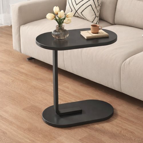 Приліжковий/наддиванний столик D-03: дерев’яна стільниця, металева основа, овальний, 30×45×63, 64225