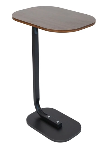 Приліжковий/наддиванний столик D-03: дерев’яна стільниця, металева основа, овальний, 30×45×63, 64225