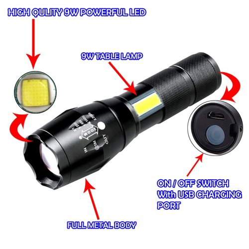 Тактичний водонепроникний ліхтар BAILONG BL-29-T6, USB Micro заряджання