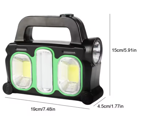 Аварійний ручний акумуляторний ліхтар Hurry-bolt HB-6169 з сонячною панеллю, переносний