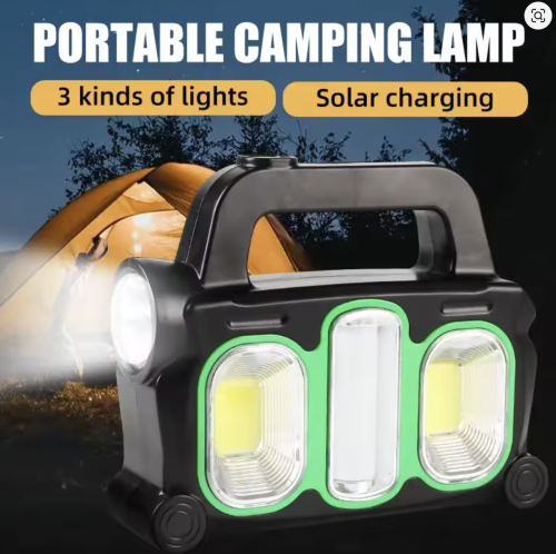 Аварійний ручний акумуляторний ліхтар Hurry-bolt HB-6169 з сонячною панеллю, переносний