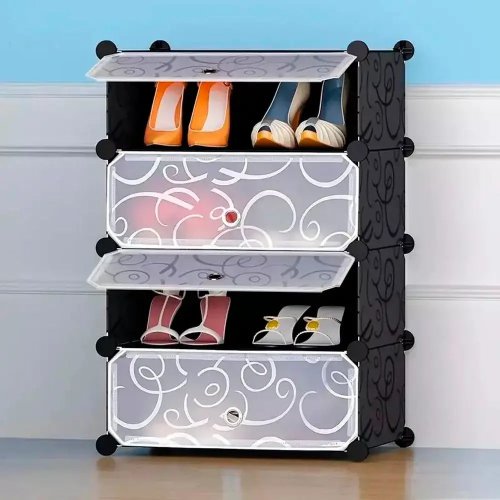 Компактна пластикова шафа-органайзер для взуття 37×37×73 см