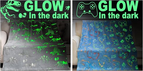 Світний у темряві флісовий плед «Динозаври» 100×150 см