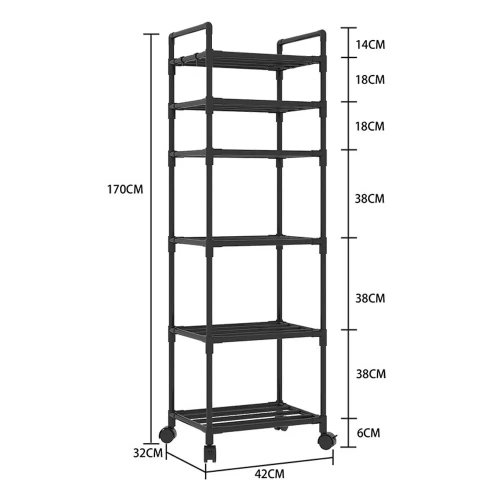 Кухонна етажерка-стелаж на колесах, 6 ярусів (170×42×32 см)