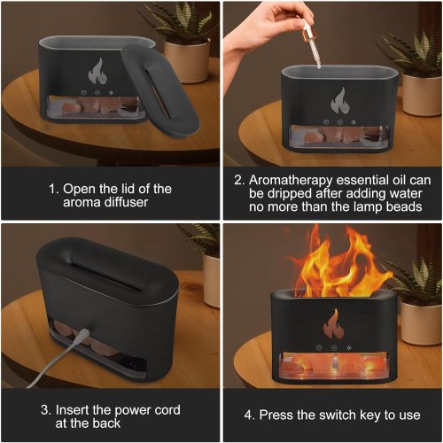 Лампа-аромадифузор Docsal Flame 3в1: LED-підсвічування та зволожувач повітря