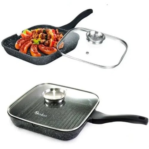 Гранітна прямокутна сковорода-гриль UNIQUE UN-4011 24 см для здорового приготування