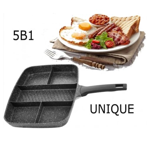 Прямокутна сковорода UNIQUE UN-4021 5-в-1 з 5 секціями, 38×31 см