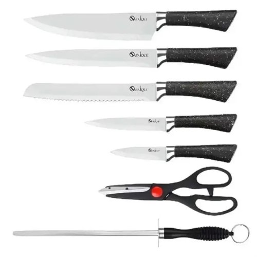 Кухонний набір ножів UNIQUE UN-1837, чорний комплект ножів для кухні