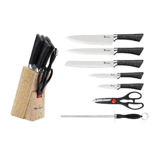 Кухонний набір ножів UNIQUE UN-1837, чорний комплект ножів для кухні