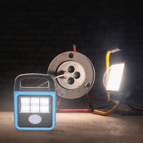 Світлодіодний кемпінговий ліхтар-прожектор HS-8020D USB із сонячною панеллю та павербанком