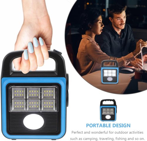 Світлодіодний кемпінговий ліхтар-прожектор HS-8020D USB із сонячною панеллю та павербанком