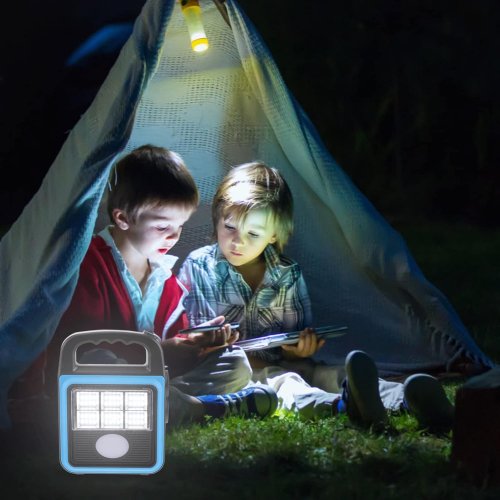 Світлодіодний кемпінговий ліхтар-прожектор HS-8020D USB із сонячною панеллю та павербанком