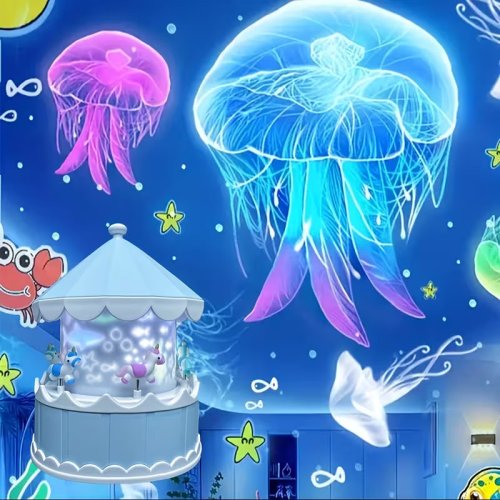 Нічник‑проєктор LED від USB «Карусель» з пультом, 21 слайд, змінні дитячі проєкції