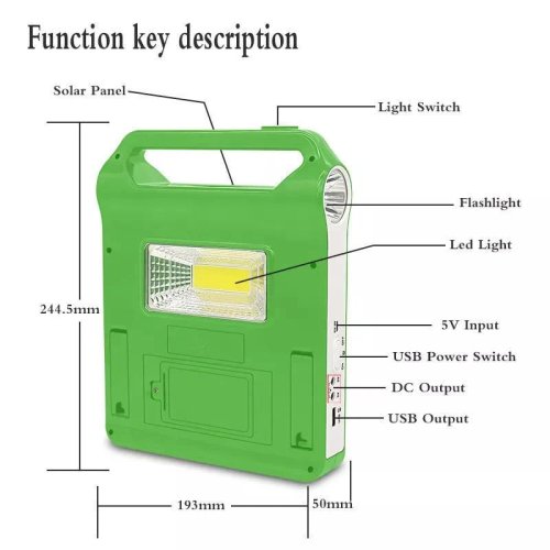 LED ліхтар EP-038A з Power Bank, сонячною панеллю, USB-зарядкою та 2 лампами