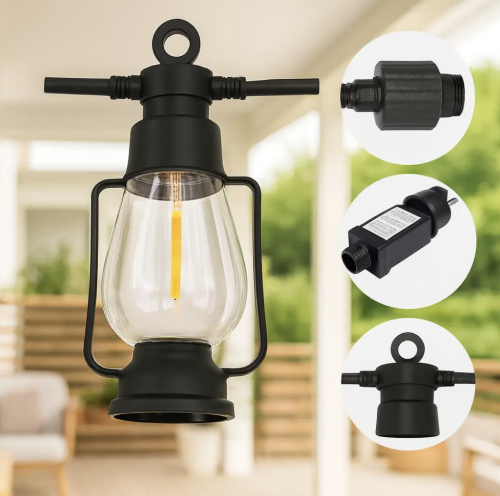 Вулична LED-гірлянда SFK-49 з ретро-підвісними лампами, 220 В, тепле світло