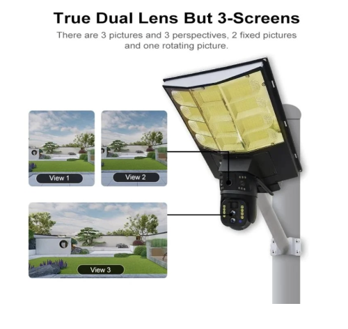 Вулична PTZ IP-камера 4Мп на 2 об’єктиви з LED-ліхтарем і сонячною панеллю SPM-XA01