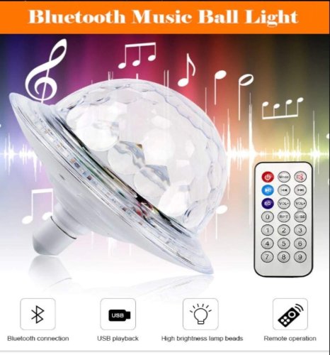 Світлодіодна обертова лампа RD-7202 з Bluetooth: диско-куля з динаміком у патрон для вечірок