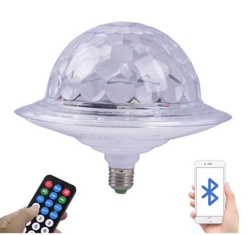 Світлодіодна обертова лампа RD-7202 з Bluetooth: диско-куля з динаміком у патрон для вечірок