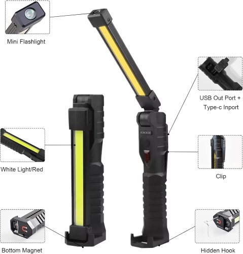 Акумуляторний поворотний ліхтар LIGHT L08-1 для кемпінгу з магнітною підставкою та гачком