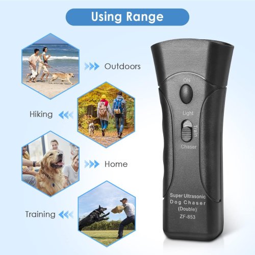 Ультразвуковий відлякувач собак ZF853E/5039 Super Ultrasonic Dog Chaser з ліхтариком, універсальний
