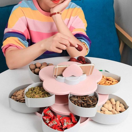 Квітковий 3-ярусний органайзер-менажниця для солодощів і фруктів з підставкою для телефону WO-25